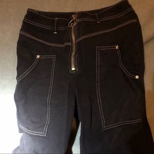 Wide leg black pants with huge pockets